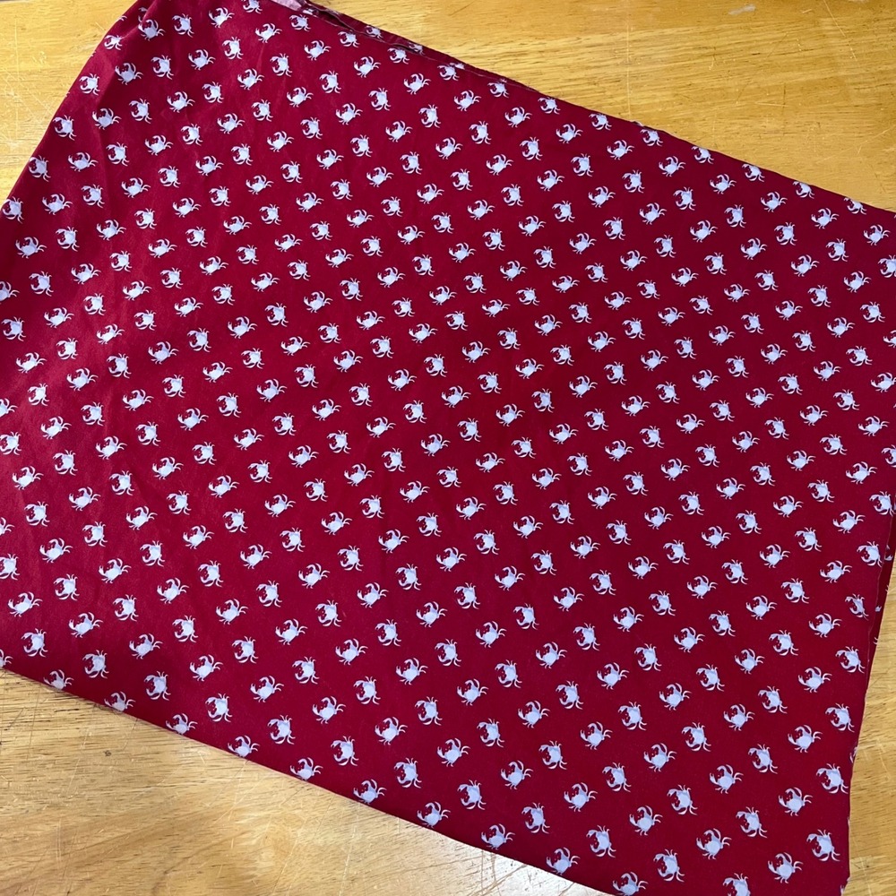 Tommy Hilfiger Full Flat Sheet Red Crab Print 100% Cotton Nautical Coastal Vtg